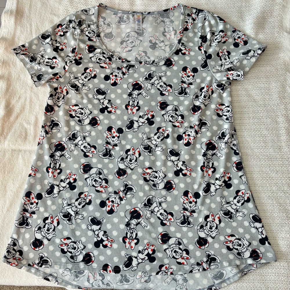 LuLaRoe Women's Gray Minnie Mouse Short Sleeve Tee